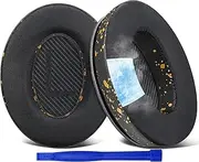 SoloWIT Cooling-Gel Ear Pads Cushions Replacement, Earpads for Bose QuietComfort 35 (QC35) and Quiet Comfort 35 II (QC35 II) Over-Ear Headphones, Noise Isolation Foam - Black Gold