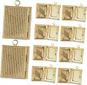 [AKOOSY] 10Pcs Copper Book Shaped Pendant Charms Unique Rectangular Locket Charms for Jewelry Making Versatile Box Charms for Bracelets Necklaces