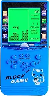 HLF New Large Screen Brick Game Console Green Backlight Built-in 23 Multi-Mode Games Classic Nostalgia Puzzle Speed and Difficulty Adjustable Suitable Gift Kids (Blue)
