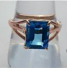 925 Sterling Silver Gold Plating Blue Topaz Ring Handmade Statement Women Ring..