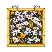RADIANCE goods Floral Tiffany-Style Stained Glass Vertical Hanging Window Panel
