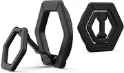 URBAN ARMOR GEAR Magnetic Ring/Holder/Stand for Magnetic Cases [360 Degree Rotatable, Portrait and Landscape Stand, Strong Magnets] Black