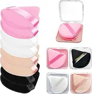 8 Pieces Triangle Makeup Puff With 4 Travel Cases, Reusable Velour Cosmetic Foundation Blender Sponge for Loose Powder, Body Powder, Beauty Makeup Tools (4 Colors)