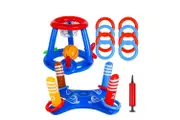 Pool Toys Games Set, Inflatable Floating Basketball Hoop and Inflatable Ring Toss Pool Games for Adults