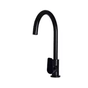 MEIR Round Kitchen Mixer Tap - Gooseneck Swivel - Paddle Handle - Matte Black