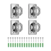4 Pcs Rope Stanchion Wall Plate Hook Large Loop Hanging Circle Hook Silver