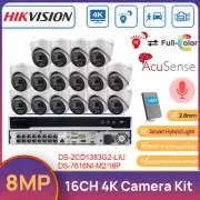 Hikvision 32MP 16CH POE NVR 8MP Hybrid Light ColorVu+IR POE IP Camera System MIC