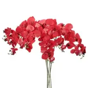 6Pcs 41" 9 Heads Artificial Orchid Stems Faux Phalaenopsis, Red