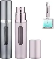 Perfume Atomiser Travel Spray Bottle - Qavhun 2-Pack 5ml Leakproof Travel Perfume Refillable Bottle with Pump, Portable Fragrance Atomizer for Women and Men (Grey & Pink)