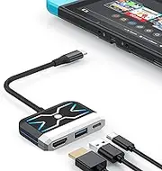 Switch Dock,Portable Nintendo Switch TV Dock,4K HDMI TV Adapter with USB3.0,100W PD Charging,Compatible with Nintendo Switch Steam Deck MacBook Pro/Air Samsung and More