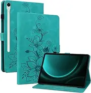 MOKASE Case Fit for Samsung Galaxy Tab S9 Plus /S9 FE Plus 12.4” 2023, Suede Leather + Soft TPU Anti-Scratch Stand Cover with Card Slots for Tab S9+ /S9 FE+ SM-X810/X816B/X818/X616B Tablet, Green
