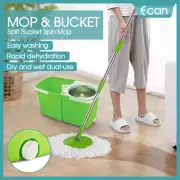 Split Bucket 360 Rotating Magic Spinning Spin Mop 2 Mop Heads Stainless Steel AU
