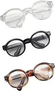 3PCS Mini Glasses for Dolls Classic Stylish Round Frame Toy Sunglasses DIY Decorative Crafts Cosplay Photo Props