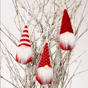 Faceless Gnome Christmas Ornaments Handmade Elf Plush Ornaments Xmas Tree Hanging Decorative Santa Elf -Red