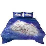 Cool Galaxy Dream Cute White Kittens in Space Coverlet