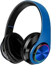 BT 5.0 Wirel Headphones Foldable Adjustable Handsfree Headset 400mAh with MIC Wirel Or Wired USB-C Deep Bass Headset Compat with Andriod iOS and BT Devices for All Phones Blue Black