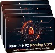 [SAITECH IT] 5 PK RFID Blocking Cards Protect Your Entire Wallet, Purse, and Cards from NFC Contactless Theft Wallet for Men & Women - Orange Black, Orange Black, 5 Pack CL, Rf