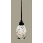 Toltec Cord Mini Pendant, Matte Black, 5" Black Fusion Glass - 22-MB-4165