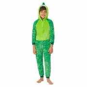 Saint Eve Youth, 1 piece pajama, green plush, Dino, MEDIUM 10-12 Great Costume