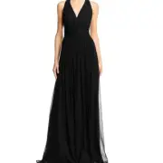 AIDAN MATTOX Black Chiffon Silk Halter Sheath Dress 10