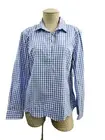 BF Women's M Southern Tide Scalloped Hem Gingham SkipJack Popover Top Blouse NEW