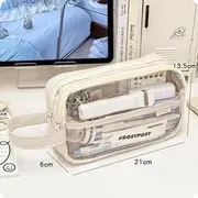 Transparent Layered Pencil Case White - One Size