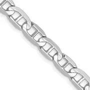 Solid 14K White Gold 24 inch 5.25mm Concave Anchor with Lobster Clasp Chain Necklace
