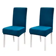 2pcs Velvet Dining Chair Covers Washable Kitchen Chair Slipcovers -Royal blue