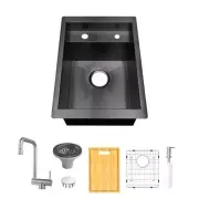 Glacier Bay Undermount Bar Sink 15" Corrosion Resistant Insulated Gunmetal Black
