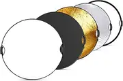 NEEWER 32" / 80cm 5-in-1 Collapsible Light Reflector with Dual Handles, Translucent/Silver/Gold/White/Black Discs, 3/8" Thread, Steel Frame, Ideal for Photography & Outdoor Lighting, RF-80II