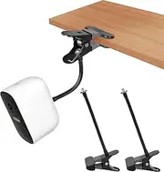 [OkeMeeo] Gooseneck Clamp Mount for Arlo Pro 4/Pro 3/Pro 2/Essential/eufy/Owlet Duo/Reolink Camera and More on Gutter,Window Guard,Tree(No Drill,Black, 2 Pack)