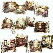 30 pcs PET Transparent Clear Vintage Reading Room Plant Vinyl Stickers Decals for Scrapbooking Resin Journaling Glass Cups Water Bottles Planners Envelopes Wall Windows Crafts