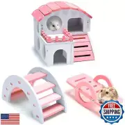 3 Pieces Fun Hamster Toys Guinea Pig Hideout Include PVC Hamster House, Rainb