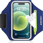 Mobile Phone Case Jogging with Headphone Pocket, RAZOBWS Armband Mobile Phone Arm Strap Band Case for iPhone 15 14 13 12 Pro Max Galaxy S23 S22 Ultra Waterproof Belt with Adjustable 17.2 cm (6.8