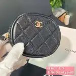 糖糖二手CHANEL 香奈兒 圓餅零錢包 經典零錢包 黑色 荔枝紋 A68995 錢包#正品