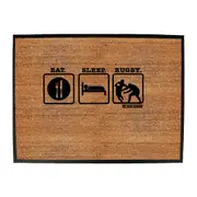 Uau Eat Sleep Rugby - Funny Novelty Doormat Man Cave Floor mat