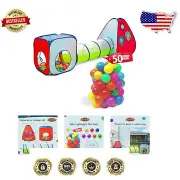 Imaginative 3-in-1 Kids Tent Set: Includes Play Tunnel & Ball Pit with 50 Balls