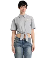 GUESS ORIGINALS Women's Workwear Tie Top Size: Large, Cotton