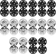 16 Sets of Metal Sew-On Press Studs, 21 mm Black and Silver Press Studs for Sewing Clothes, Dresses, Backpacks, DIY Purses, Crafts