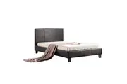 King Single PU Leather Bed Frame Brown