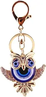 [FOMIYES] Evil Eye Owl Keychain Pendant Creative Key Holder Ring for Bags Stylish Key Hanging Ornament Durable Material Lightweight and Portable present for Family and Friends