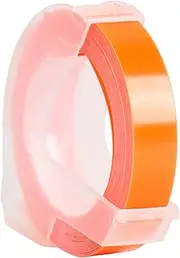 Tignapoo 3D Plastic Embossing Label Tape Refill for DYMO 12965 1610 Label Maker with 3/8 Inch * 9.8 feet, 1 Roll Fluorescent Orange