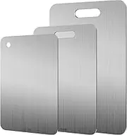 Hcskoss 3pcs Stainless Steel Cutting Board Set Cutting Mats Hanging Chopping Board Set for Kitchen Home Cooking Outdoor