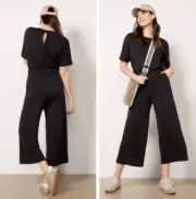 NWT Spanx Crop Wide Leg Jumpsuit in Very Black 2X Tall