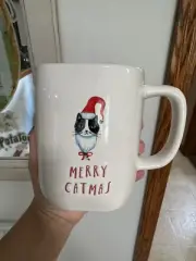 Merry Catmas Mug Rae Dunn Black White Cat Christmas