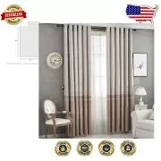 Elegant 2 Pack Grommet Curtains - Light Filtering Jacquard Drapes in Champagne