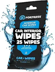 Fortress Car Wipes (25 ct.) To-Go for Interior, Steering Wheel, Seats, Dashboard and More [Travel Size] Skin-Safe Auto
