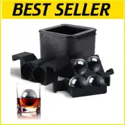 Ultimate Ice Ball Maker for Cocktails - 4 Large Clear Spheres in Silicone