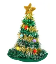 Festive Adult Christmas Tree Hat with Star Topper –Fun Holiday Costume Accessory