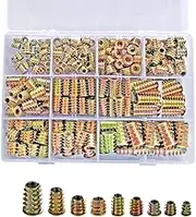 130 Pieces Metric Threaded Insert Nuts Assortment Tool Kit for Wood Furniture Zinc Alloy Furniture Bolt Fastener Connector Hex Socket Screw Inserts (M4/ M5/ M6/ M8/ M10)